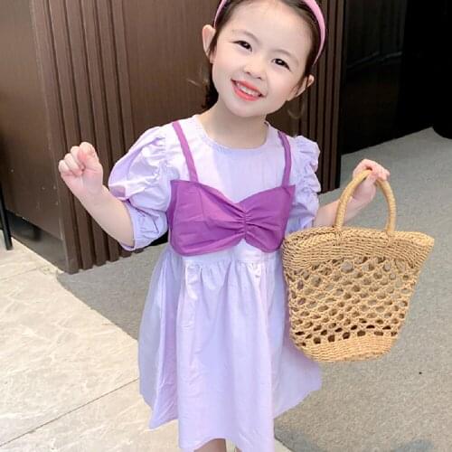 Princess Party Dresses Girls New Summer Cotton Puff Sleeves Dress With Sling Tube Top Children Summer Costumes Holiday Clothes