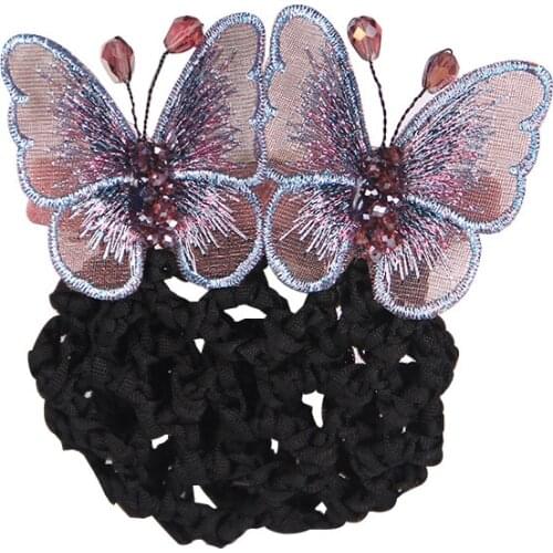 Headmade Butterfly Bow Hairpins Ribbon Bun Cover Net Hotel Hair Clip Pin Removable Girls Headbands Head Accessories for Girls