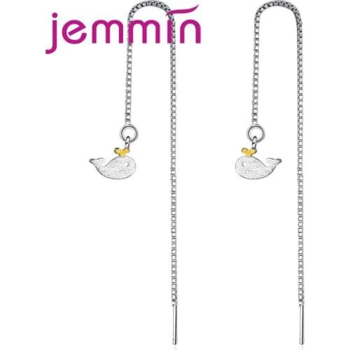 Women Attractive Long Line Fish Pendant Earrings For Sale Fashion 925 Sterling Silver Bridal Popular Wedding Engagement