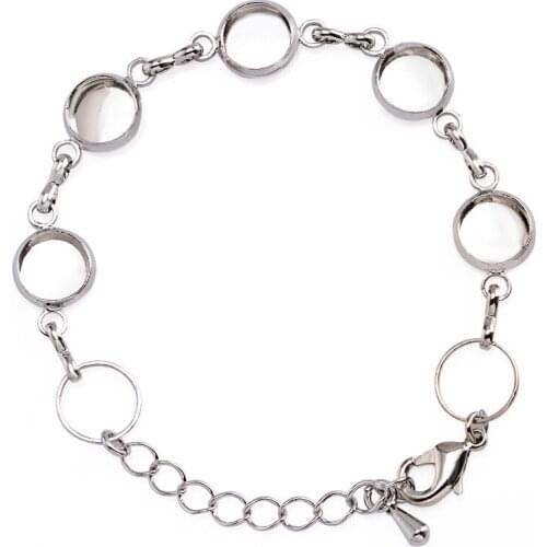 10Pcs Fit 8mm 10mm 12mm 14mm 16mm 18mm 20mm Glass Cabochon Lobster Clasps Blank Base Bracelet With DIY Bracelet Making