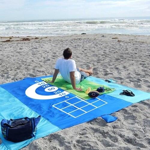 210x160CM Outdoor Portable Beach Mat Lawn Picnic Game Mat with Pockets Free Filling Design for Vacation Travel Camping Hiking