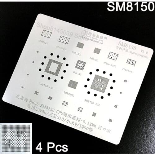 4Pcs BGA Stencil For LG V50 Samsung S10 Xiaomi 9 VIVO IQ00 SM8150 Qualcomm Xiaolong855 CPU BGA Solder Replant ball repair tool