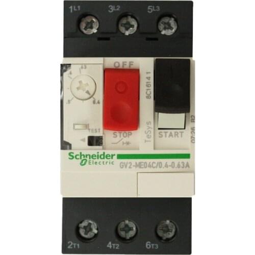Authentic Motor thermal magnetic circuit breaker button 3P GV2ME04C motor protection switch setting current range 0.4-0.63A100KA