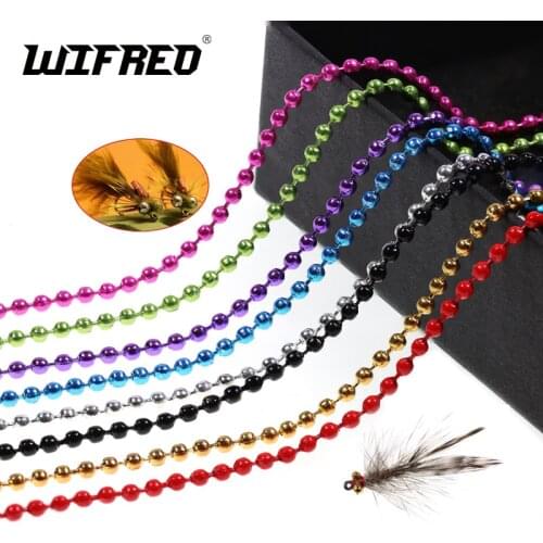 Wifreo 45cm 60cm Fly Tying Bead Chain Tying Bead Eyes Metal 1.5mm 2.0mm 2.4mm 3.2mm Nymph Fly Fishing Material Black Silver Gold
