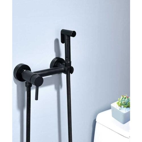 Black matted bidet shower faucet brass can tap hot water mixer and cold shower faucets