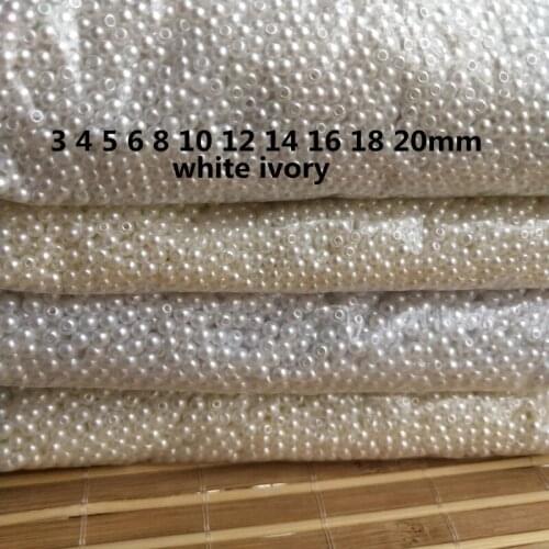 Ivory/White ABS Imitation Pearls Beads Straight Hole Round Acrylic Loose Beads for Jewelry Making DIY Necklace Earring Hairclip