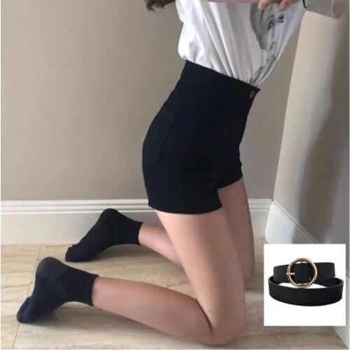European and American style four seasons hip lifting high waist denim shorts, womens feeling shows thin, basic style hundred to