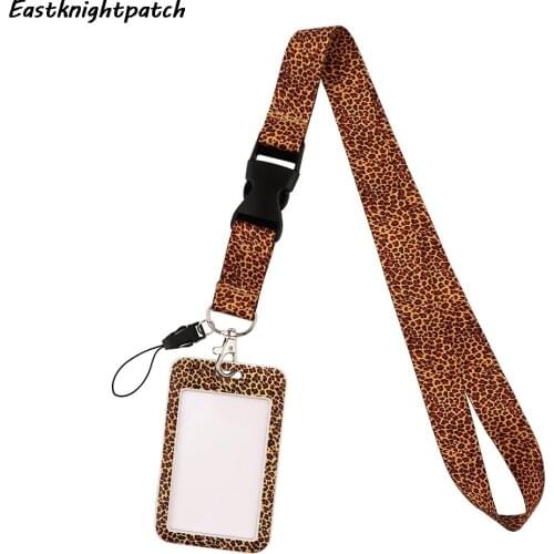 E3081 Cartoon Leopard Lanyard Keychain keys Badge ID Mobile Phone Rope Kids Gifts Lanyard With Card Holder Cover