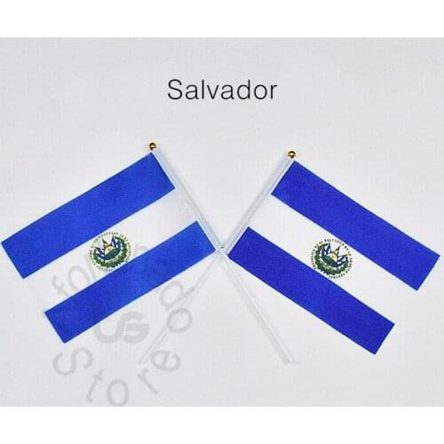 El Salvador 14*21cm flag Banner meet Parade party hand waving National flag Home Decoration flag banner