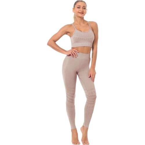 Fitness Women Yoga Set Gym Bras+Seamless Leggings Push Up Pants Exercise Padded Workout Running Suit Sportswear Athletic 2056