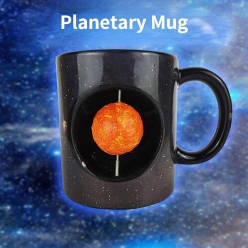 Planet ceramic mug personality stereo solar water cup planet cup can rotate funny coffee cups cool cups