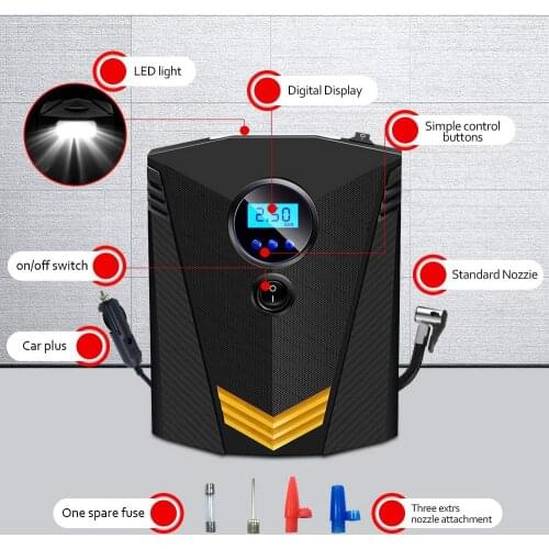 Digital Tire Inflator DC 12 Volt Car Portable Air Compressor Pump 150 PSI Car Air Compressor for Auto Car Motorcycles Bicycles