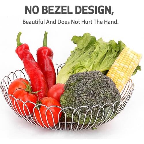 LANEJOY 304 Stainless Steel Circular Hollow Asphalt Fruit Basket For Kitchen And Living Room