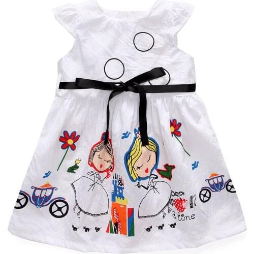 Summer Childrens Clothing Hot Sale Ins New Digital Printing Cotton Princess Dress Cartoon Pattern Korean Childrens Dress