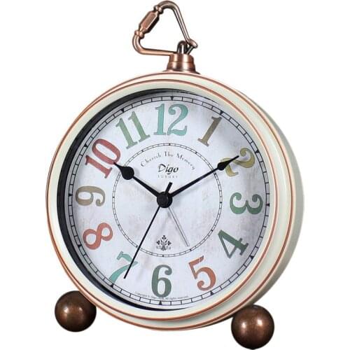 Digo Retro Alarm Clock Battery Silent Non-Ticking Metal Desk Table Quartz Digital Clocks for Indoor Bedroom Decor Kids