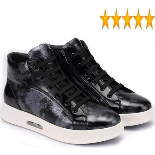 Fall High Top Sneakers Winter Warm Cushioning Camouflage Men Shoes Luxury Brand Candy Color Platform Trainer Genuine Leather