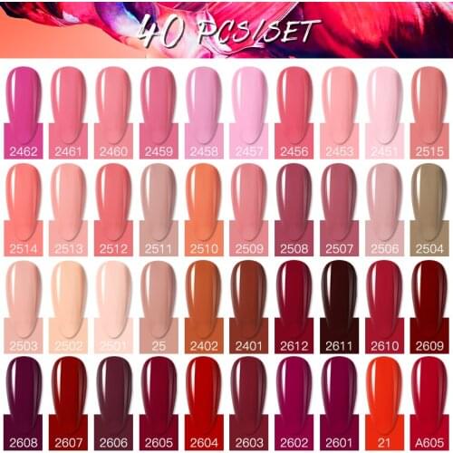 ROSALIND Gel Polish Nail Set For Manicure 40 pcs Soak of UV LED Lamp Base Top Coat Building Varnishes Kit Nail Art Tools