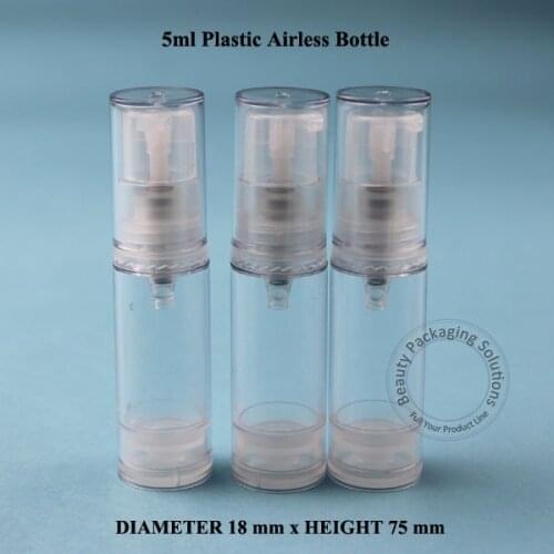 Whoelsale 100pcs/Lot 5ml Plastic Airless Lotion Emulsion Pump Spray Bottle 1/6OZ Vacuum Refillable Women Cosmetic Container Pot