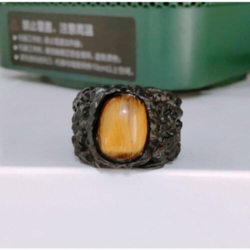 Punk Black rings for men wedding jewelry big crystal stone ring stainless steel Jewelry Male