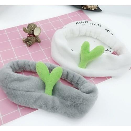 Creative Cute Turban Cactus Bean Sprouts Headband Yoga Washing Face Makeup Elastic Hair Band Headwrap Women Hair Accessories