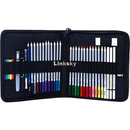 H&B Drawing Supplies 40-Piece Drawing & Sketching Art Set, 24 Water soluble color pencil,Sketch Pad, Graphite and Pastel Pencils