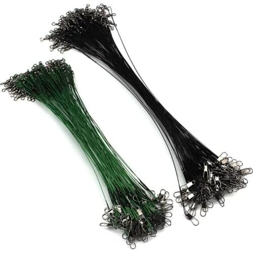 Fly Leash Fishing Lead Leader Line Rope Wire Stainless Steel Rolling Swivels, Anti-bite, 15/20/25/30cm Options, 60Pcs/Pack