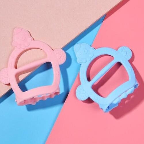 Silicone baby teeth grinding machine belt type rubber bracelet gloves babies bite glue to tooth