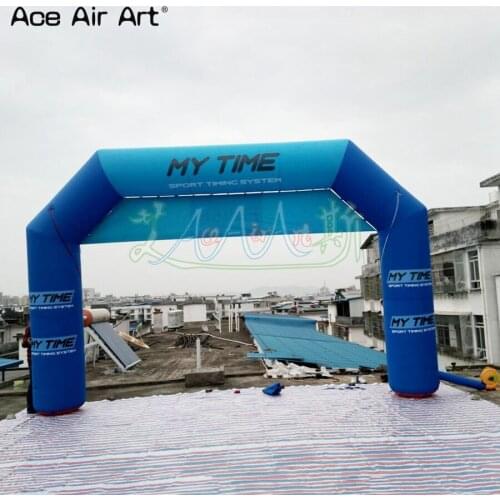 Blue hanging banner arch inflatable start finish line,time clock promotion entrance gate by professional supplier Ace Air Art