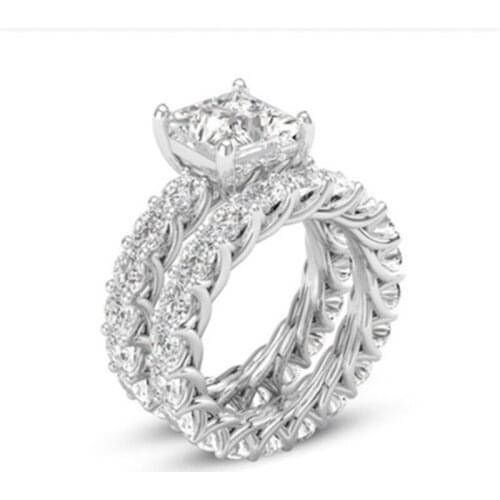 Eternity Promise Full Crystal Ring CZ Zircon Engagement Wedding Band For Women Men Anniversary Loves Token Finger Accessories