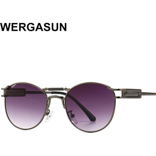 WERGASUN Round Sunglasses Women Brand Designer Sun Glasses for Women Alloy Mirror Sunglasses Female Oculos De Sol