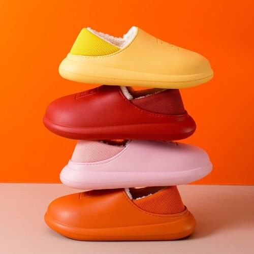 2021 Womens Fur Slippers Winter Outdoor Warm Plush Inside Thick-soled Waterproof Home Household Soft Couple Cotton Shoes