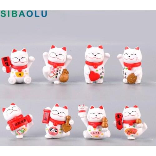 1pc Lucky Wealth Cat Model Cartoon Kitten Animal figurine home decor miniature fairy garden decoration accessories Craft Figures