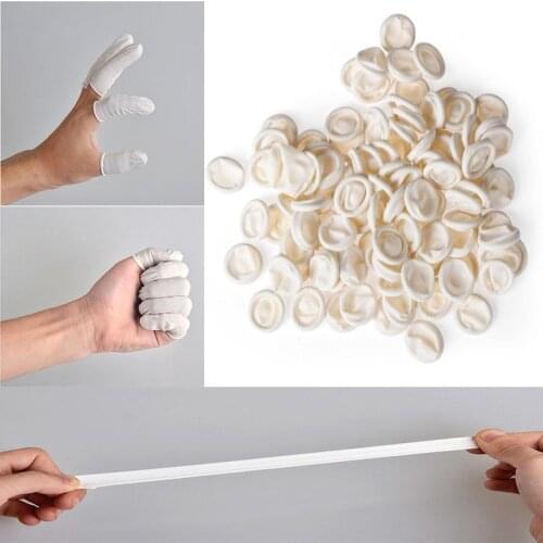 100pcs Natural Rubber Gloves Finger Cots Latex Fingertip Protective Disposable