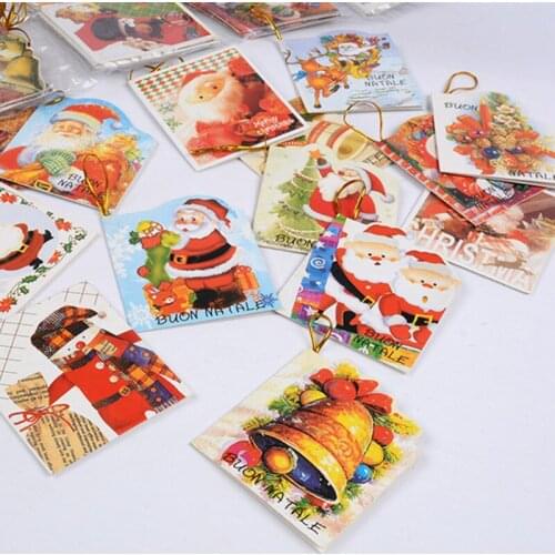 12pcs Navidad Santa Claus Mini Greeting Cards Message Card Christmas Tree Decorations for Home Hanging Ornaments New Year 2020