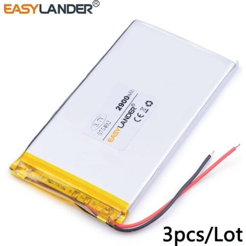 3pcs /Lot 2900mAh 575492 lithium Li ion polymer rechargeable battery for POWER BANK tablet pc dvr GPS cell phone MP4 SPEAKER