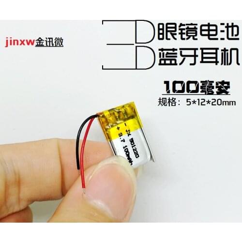 3D glasses built-in battery 3.7V lithium battery WEP200 Bluetooth headset 501220 general rechargeable