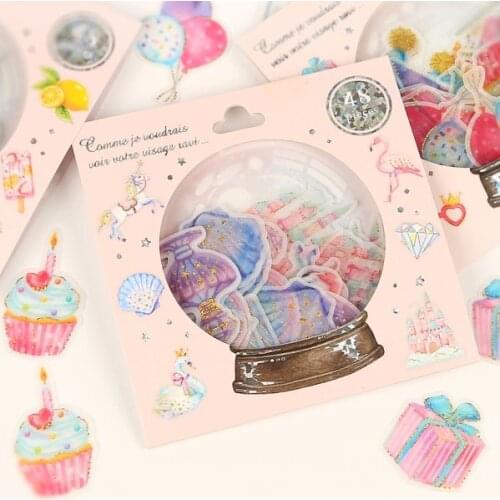 48pcs/pack Crystal Ball Gilding Sea Candy Stickers Adhesive Stickers DIY Decoration Stickers