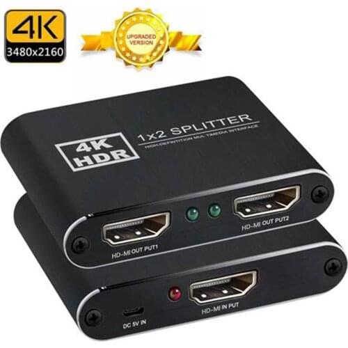 4K HDMI Splitter 1 Input 2 Output Metal Adapter 1 X 2 HDMI Switcher Box Hub Support 4K X 2K 3D 1080P