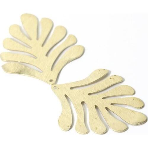 DIY Earrings Necklace Accessories Brushed Brass Single Hole Leaf Pendant Suitable for Jewelry Making Supplies