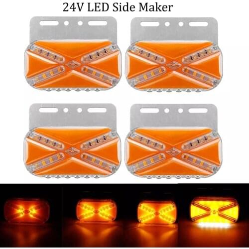 4Pcs 24V LED DynAmic Car Truck Side Marker Light Car External Lights Square Warning Tail Light Signal Lamps Trailer
