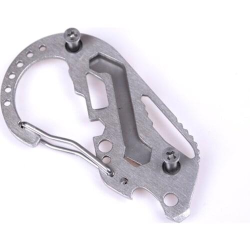 Stainless Steel EDC Keychain Multi Tools Key Holder Clip Wrench Quickdraw Carabiner Stainless With Bottle Opener