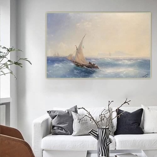 Citon Ivan Aivazovsky《Sailboat》Art Canvas Oil Painting Artwork Poster Decorative Print Picture Wall Decor Home Decoration