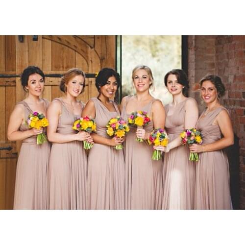 2019 Light Taupe Maxi Bridesmaid Convertible Infinity Multiway Prom Long Ball Gown Dresses