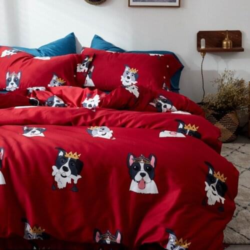 Elegant classical bedding sets cartoon print satin bedlinen egyptian cotton duvet cover pillowcase sheet 4pcs free shipping #a