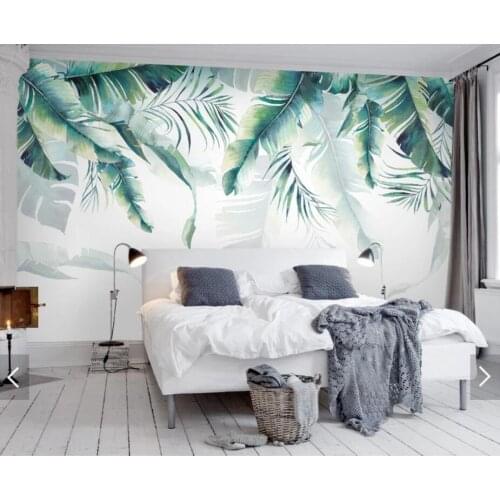 Tropical Banana Leaf View Wall Mural Photo Wallpaper for Living Room 3D Printed Wall Paper Contact Paper Murals Papel De Parede