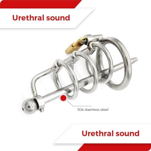 BDSM CBT Male Cock Cage Penis Ring Lock Chastity Belt Device Catheter Sound Stainless Steel Adult GAY Outdoor Sex Toy for Men