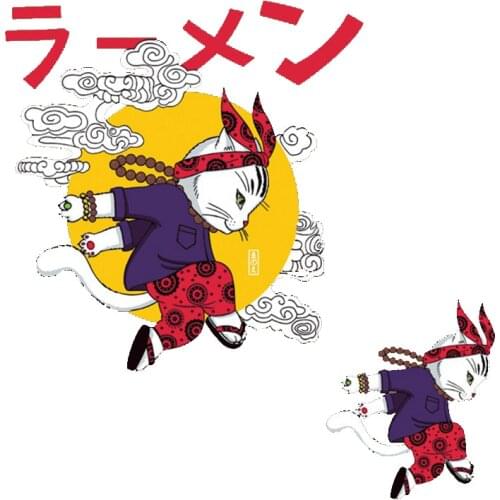 Japan Style Cool Cat Heat Transfer Parches Iron On Stickers Washable Appliques A-level Patches For DIY T-shirt Clothes Decor