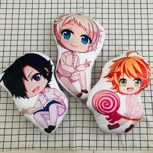 Anime The Promised Neverland Plush Pillow Toy Short Stuffed Pillow Back Cushion Doll Gift