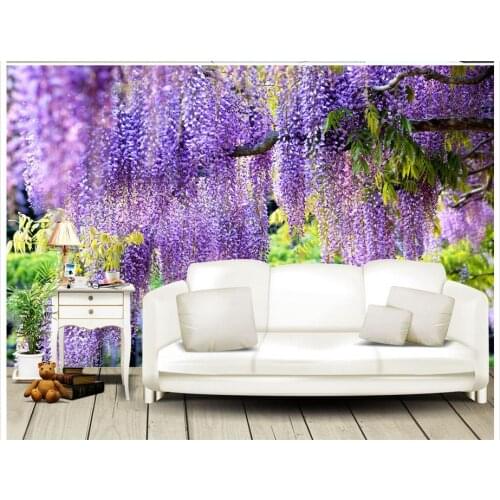 Beautiful 3D romantic purple flower vine background wall 3d wallpaper photos 3d wallpaper living room