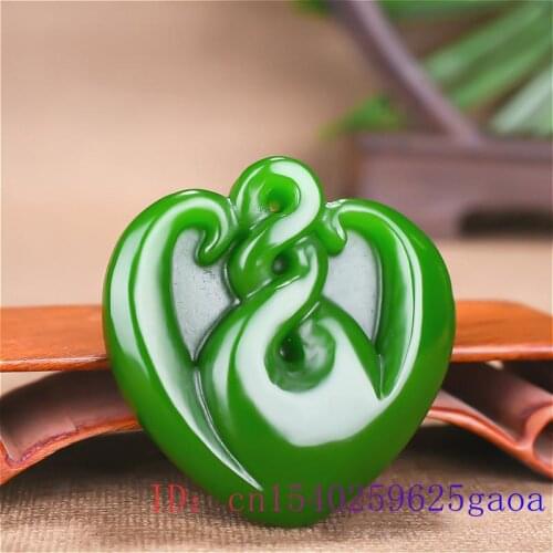Green Jade Heart Pendant Necklace Hand Charm Gifts Amulet for Women Jadeite Fashion Carved Jewelry Natural Chinese Men